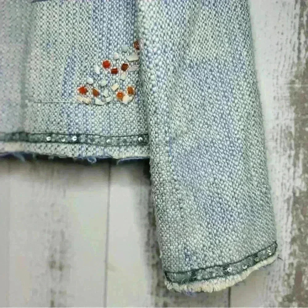 CACHE Boucle Tweed Top Jacket Lined Embellished Beads - Picture 7 of 7